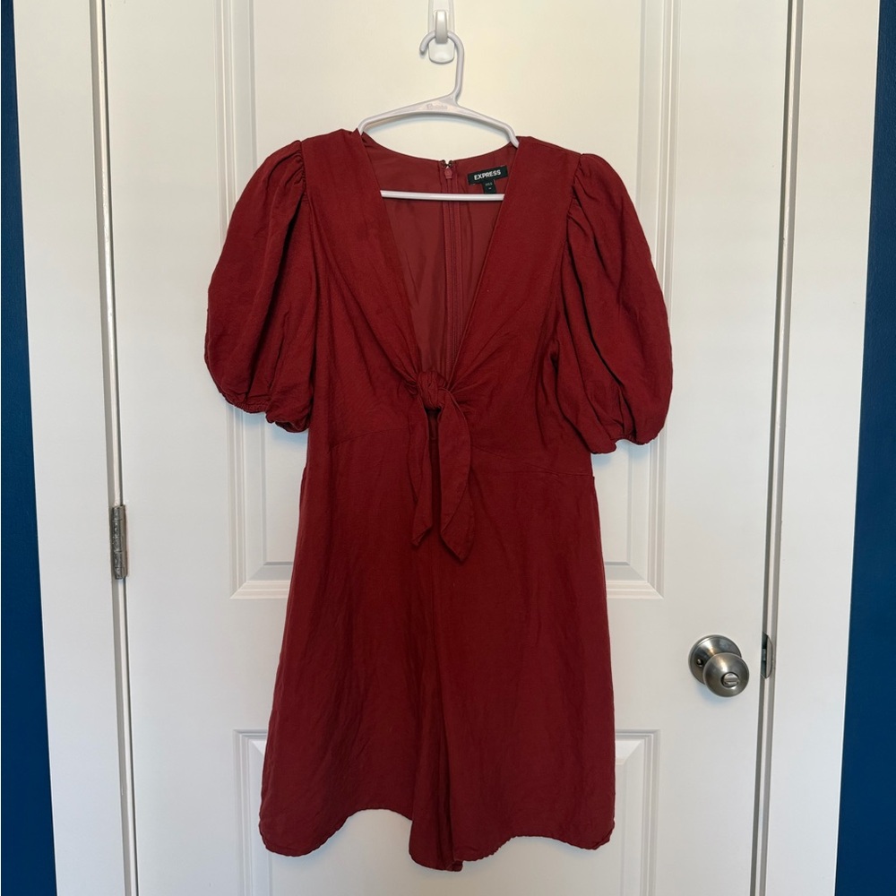 Express Deep V Tie Front Romper